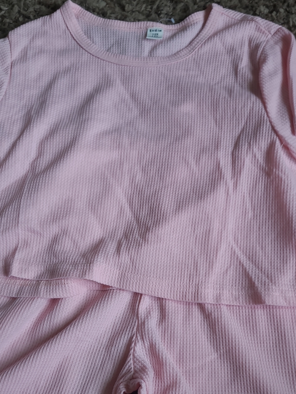 SHEIN Light Pink Ribbed Two-Piece Sleep Set